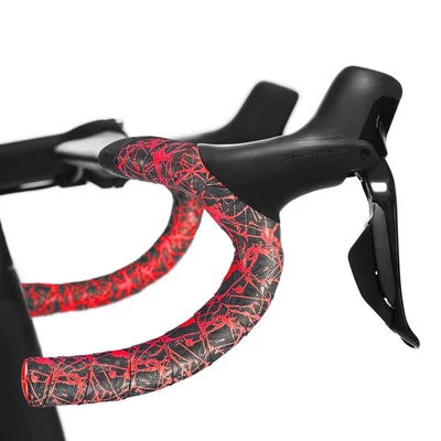Supacaz Super Sticky Kush - Splat - Neon Red + Red Plugs