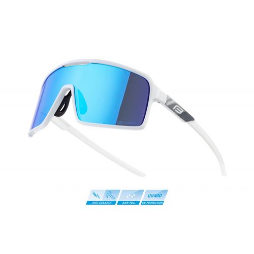 FORCE STATIC kerékpáros szemüveg white, blue mirror lencsékkel